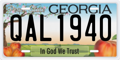 GA license plate QAL1940