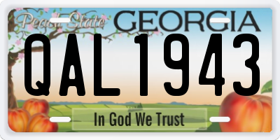 GA license plate QAL1943