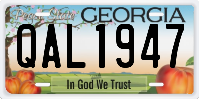 GA license plate QAL1947