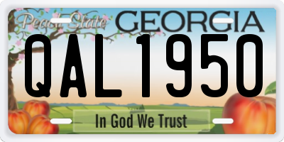 GA license plate QAL1950