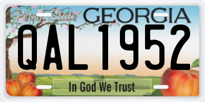 GA license plate QAL1952