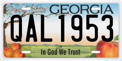 GA license plate QAL1953