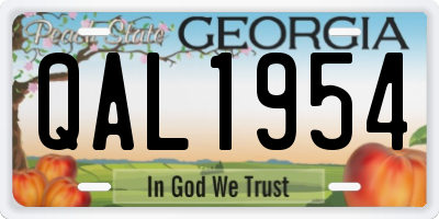 GA license plate QAL1954