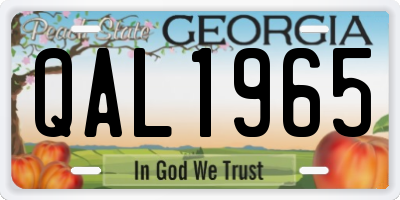 GA license plate QAL1965