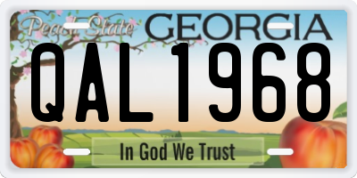 GA license plate QAL1968