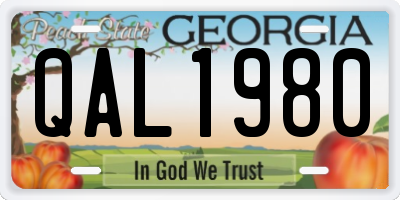 GA license plate QAL1980