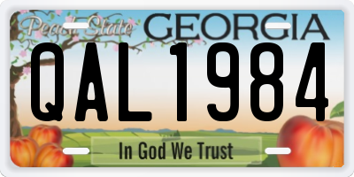 GA license plate QAL1984