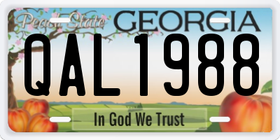 GA license plate QAL1988