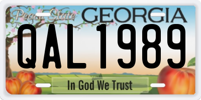 GA license plate QAL1989