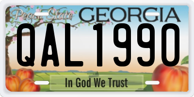 GA license plate QAL1990