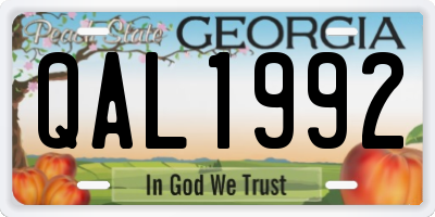 GA license plate QAL1992