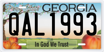 GA license plate QAL1993