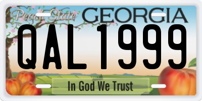 GA license plate QAL1999