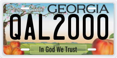 GA license plate QAL2000