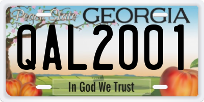 GA license plate QAL2001