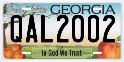 GA license plate QAL2002