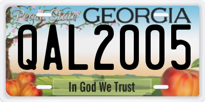 GA license plate QAL2005