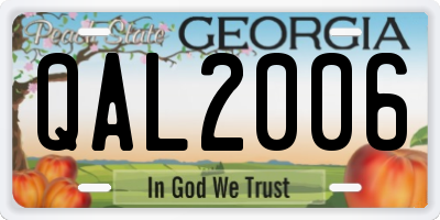 GA license plate QAL2006