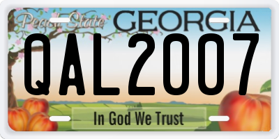 GA license plate QAL2007