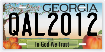 GA license plate QAL2012