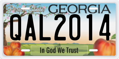 GA license plate QAL2014