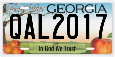 GA license plate QAL2017