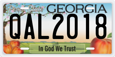 GA license plate QAL2018