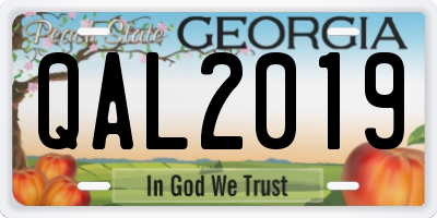 GA license plate QAL2019