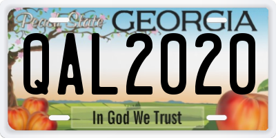 GA license plate QAL2020