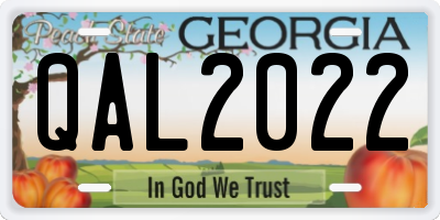 GA license plate QAL2022