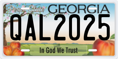 GA license plate QAL2025