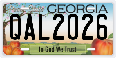 GA license plate QAL2026