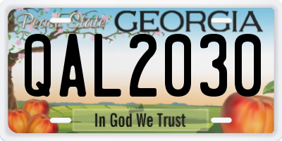 GA license plate QAL2030