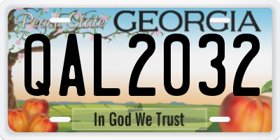 GA license plate QAL2032