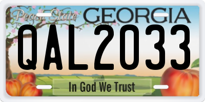 GA license plate QAL2033