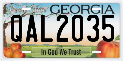 GA license plate QAL2035