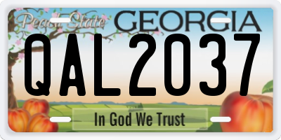 GA license plate QAL2037