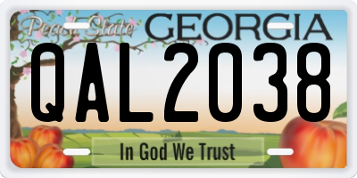 GA license plate QAL2038