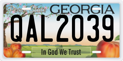 GA license plate QAL2039