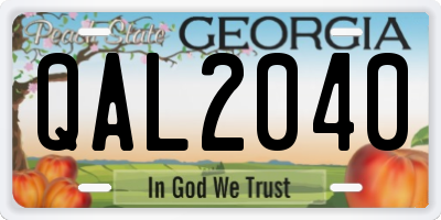 GA license plate QAL2040