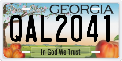 GA license plate QAL2041