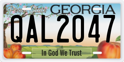 GA license plate QAL2047