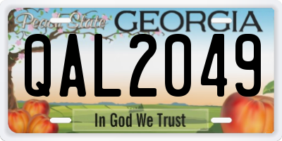 GA license plate QAL2049