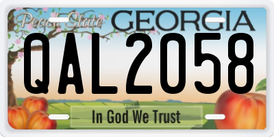 GA license plate QAL2058