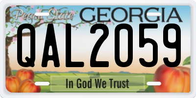 GA license plate QAL2059