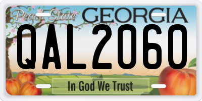 GA license plate QAL2060