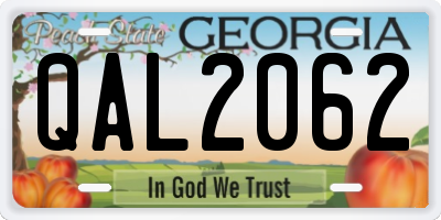 GA license plate QAL2062