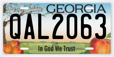 GA license plate QAL2063