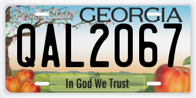 GA license plate QAL2067