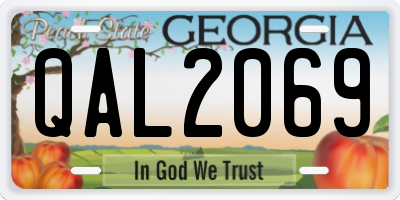 GA license plate QAL2069